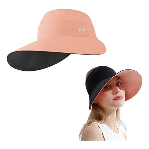 Henoot cappello da sole pieghevole da donna, estivo, visiera parasole, con ampia tesa vuota, protezione uv, cappello da spiaggia per attività all'aperto, spiaggia, tennis