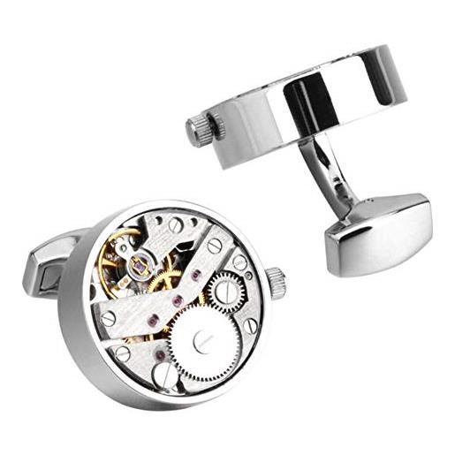 Asudaro 1 paio di gemelli per abito, gemelli per camicia, movimento meccanico a rotazione, gemelli per orologio, gemelli per bottoni per regali aziendali