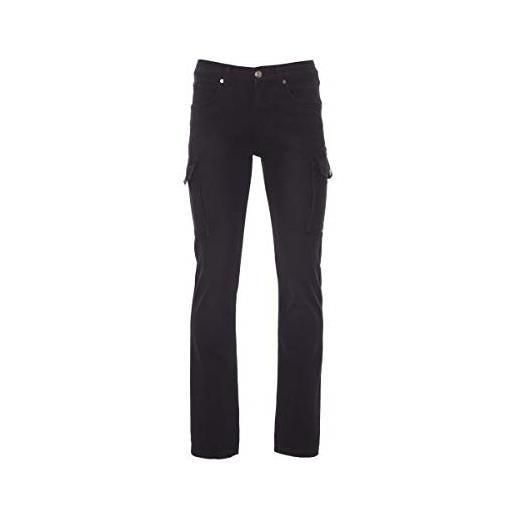 PAYPER hummer pantalone da uomo taglio jeans misto denim tasche laterali chiusura con zip passanti in vita effetto consumato delavè (steel grey, 58/60)