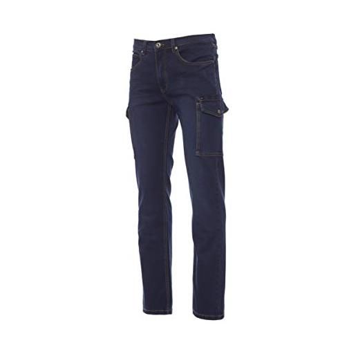 PAYPER hummer pantalone da uomo taglio jeans misto denim tasche laterali chiusura con zip passanti in vita effetto consumato delavè (steel grey, 58/60)