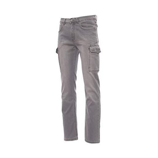 PAYPER hummer pantalone da uomo taglio jeans misto denim tasche laterali chiusura con zip passanti in vita effetto consumato delavè (nero, 58/60)