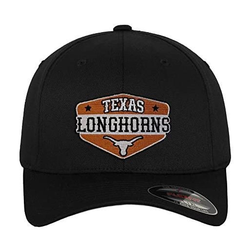 University of Texas licenza ufficiale texas longhorns patch flexfit baseball cap (nero), large/x-large