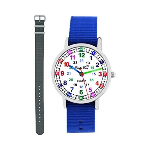 Pacific Time 11110 - orologio da polso per bambini, analogico, al quarzo, colore: blu reale/grigio