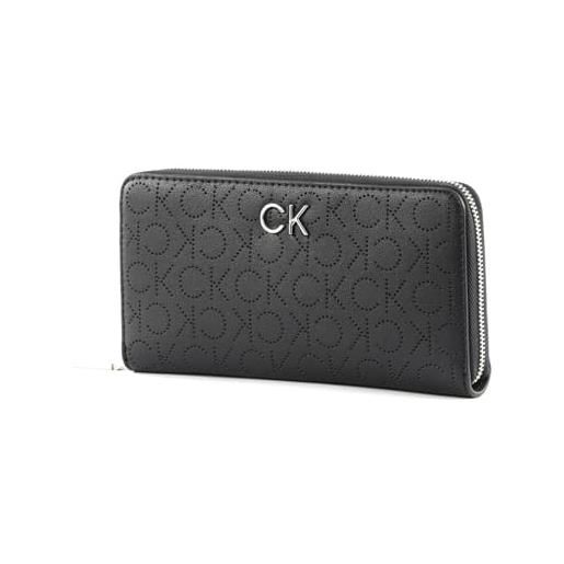 Calvin Klein re-lock slim zip around wallet logo perf ck black