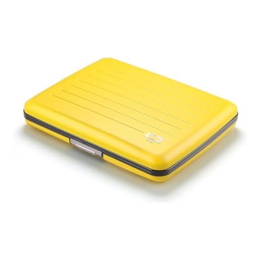 ÖGON -DESIGNS- ogon designs - portafoglio in alluminio v2 smart case large - formato della carta d'identità - protezione rfid - capacità 10 carte e biglietti (taxi yellow)