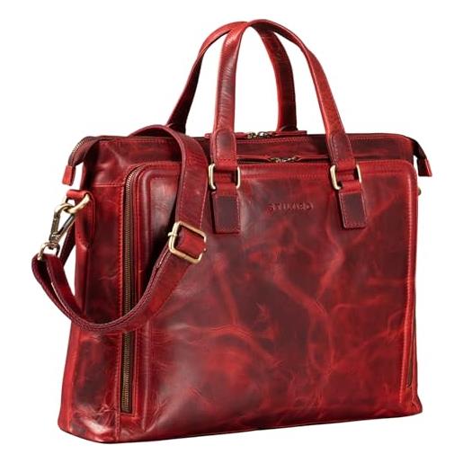 STILORD 'claire' borsa da lavoro donna in pelle ventiquattrore elegante vintage porta pc da 15 pollici cartella a4 ufficio, colore: kara - rosso