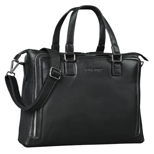 STILORD 'claire' borsa da lavoro donna in pelle ventiquattrore elegante vintage porta pc da 15 pollici cartella a4 ufficio, colore: nero