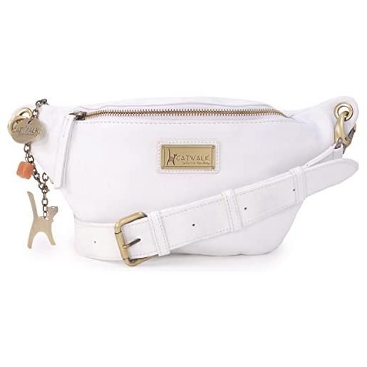 Catwalk collection handbags - vera pelle - marsupio da donna/borsello da cintura/moda - ariana - bianco pd