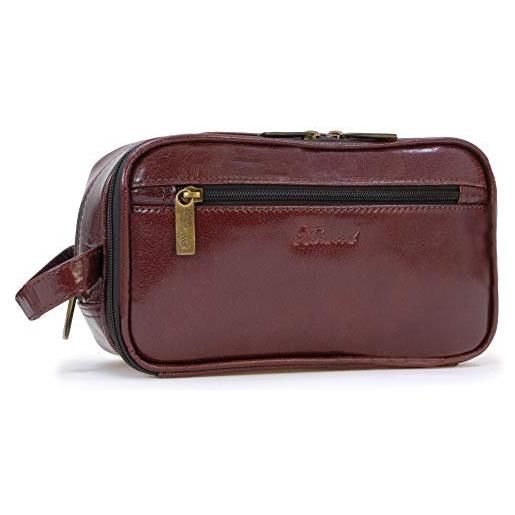 Ashwood - beauty case da viaggio in pelle - borsa da toilette media - necessaire uomo - wash bag - borsa pochette per cosmetici - 2080 cognac marrone