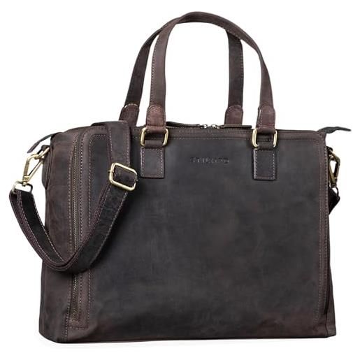 STILORD 'claire' borsa da lavoro donna in pelle ventiquattrore elegante vintage porta pc da 15 pollici cartella a4 ufficio, colore: marrone scuro