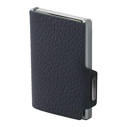 MONDRAGHI - mini portafoglio ultraleggero, slim, per uomo e donna - vera pelle - portacarte di credito e portatessere - piccolo e tascabile | one | blu