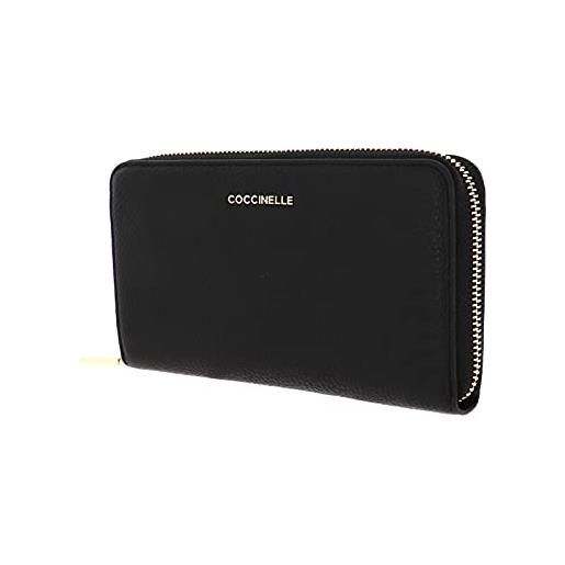 Coccinelle metallic soft zip wallet grainy leather noir