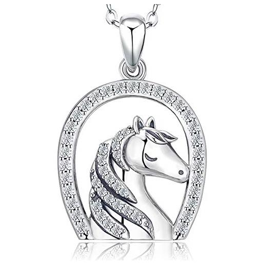 Friggem collane a ferro di cavallo per donne, collana con ciondolo a forma di cavallo in argento sterling 925, regalo di gioielli per mamma moglie ragazze