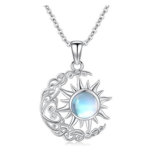 YAFEINI Collana Mamma Moonstone Argento Sterling Albero della vita