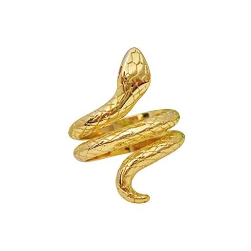 Hiqmic wa98001-gold - anello regolabile con apertura a serpente riccio, placcato oro bianco, gioielli alla moda, misura unica, metallo