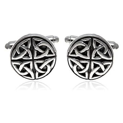 Scottish Jewellery Shop gemelli in argento sterling ossidati con cerchio celtico con confezione regalo