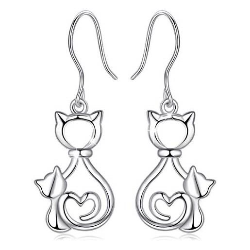 CELESTIA gatto orecchini per donne ragazze, 925 sterline d'argento gioielli animali, regali per gli amanti dei gatti
