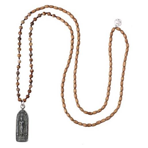 KELITCH lucky 925 collane con ciondolo buddha in argento collane lunghe con perline in agata di legno nuove collane di cristallo