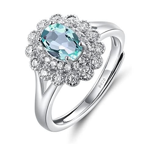 JIANGXIN regolabile anello argento 925 donna principessa diana william kate middleton ring zaffiro/smeraldo/ametista/granato/acquamarina/topazio anniversario di matrimonio regalo perfetto