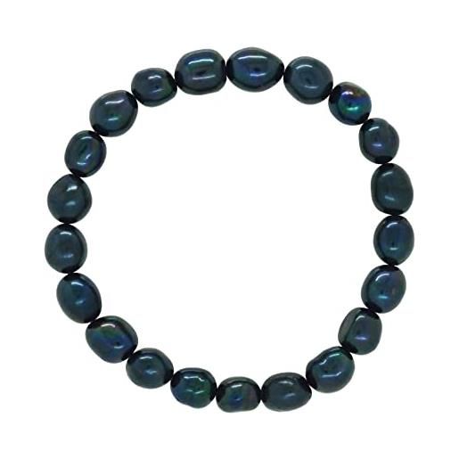PEARLS & COLORS NATURAL FINE PEARLS pearls & colors - braccialetto di perle d'acqua dolce barocche 8-9 mm - qualità aaa+ - elastic hr®- gioiello da donna