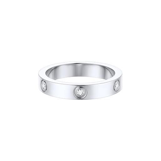 FOCALOOK - anello dell'amicizia in acciaio inox con zirconia cubica, fede nuziale, per donne, argento/oro/nero, taglia 5-12 e acciaio inossidabile, 11,5, colore: acciaio largo 4 mm