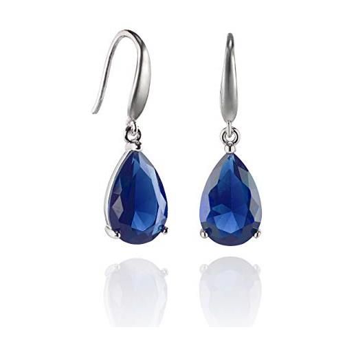 Namana orecchini goccia blu per donna e ragazza, orecchini donna pendenti con pietre blu in un taglio a pera, orecchini blu zaffiro per donna, orecchini pendenti blu con confezione regalo