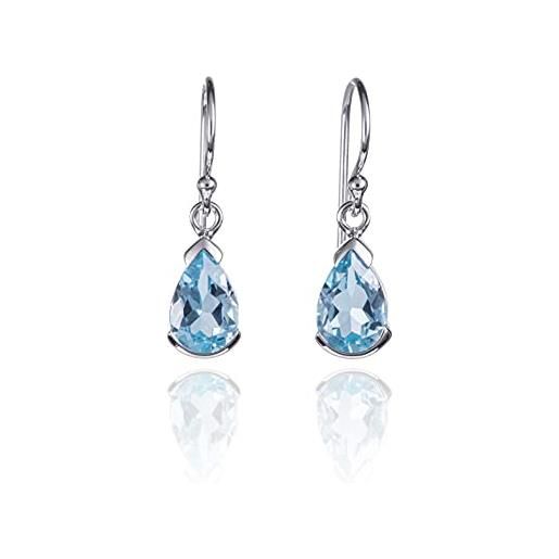 Namana orecchini donna argento 925 con pietre di topazio azzurro, orecchini pendenti donna con pietre naturali a forma di pera, orecchini goccia in topazi azzurri per donna e ragazza
