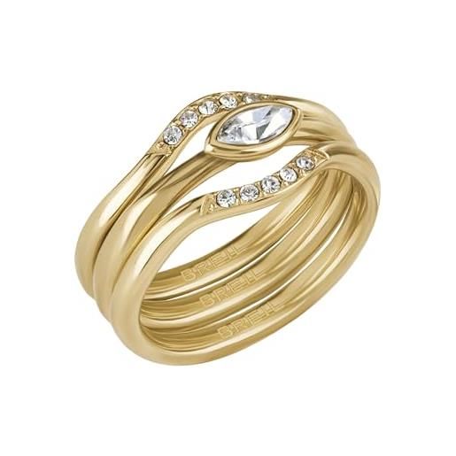 Breil, my lucky collection, anello donna trio power tj3189, collezione gioielli giulia salemi, in acciaio colorato, con cubic zirconia, colore gold, misura 18