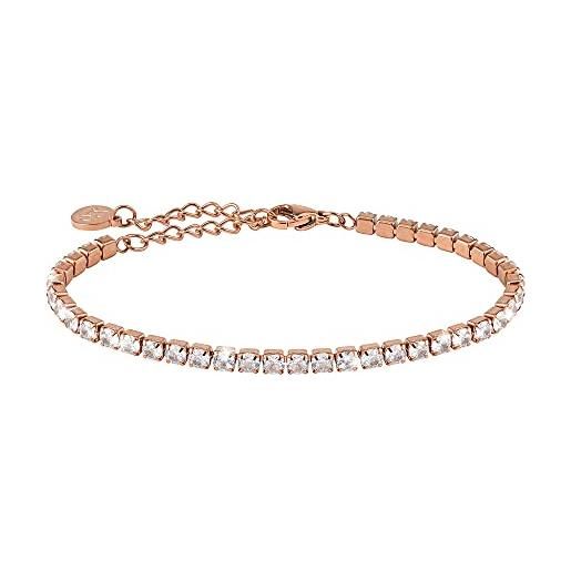 GD GOOD.designs EST. 2015 bracciale tennis argento e oro per donne i bracciale cubic zirconia i bracciale con pietre di cristallo (3mm) (oro rosa)