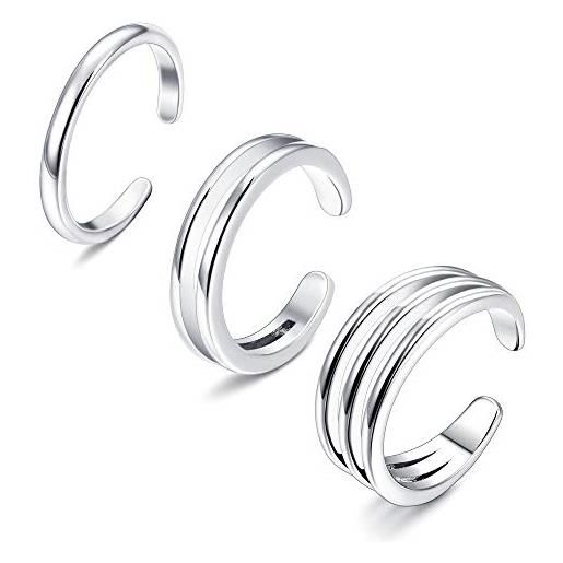 Sllaiss anelli impilabili in argento sterling 925 minimalisti per le donne orizzontali doppie triple linee semplici fascia regolabile aperto anello per nocche taglia 5-8, metallo