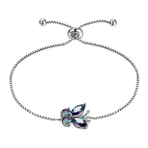 Aurora Tears, collana e orecchini in argento sterling 925, con ciondolo a forma di farfalla, ideale come regalo per donne e ragazze e braccialetto, colore: topazio arcobaleno mistico, cod. Db0111t-eu