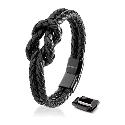 Set Bracciale E Collana Pelle Uomo/donna - Ciondolo Acciaio, Regalo Unisex Per Tutte Le Occasioni