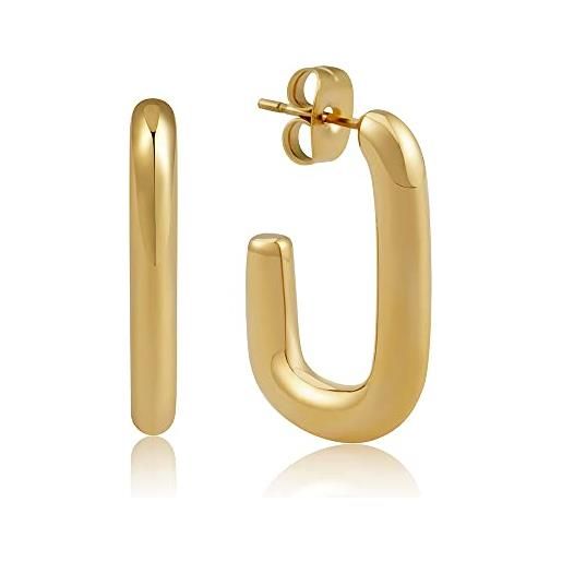 GD GOOD.designs EST. 2015 cerchi quadrati da donna in acciaio inossidabile - cerchi rettangolari impermeabili in oro o argento i orecchini da donna con placcatura in oro 18 carati (oro)