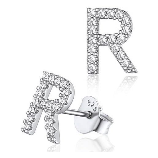 Silvora orecchini a perno con lettera iniziale e diamante in argento sterling con alfabeto dalla a alla z minimalista zirconi s925 per donne e ragazze