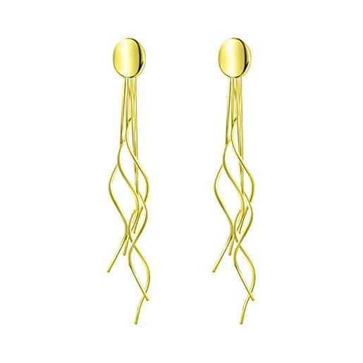 KristLand orecchini delle donne argento 925 lunghe nappe glitter pendente curva orecchini di goccia orecchini pendenti, viene fornito in jewelry gift box colori oro