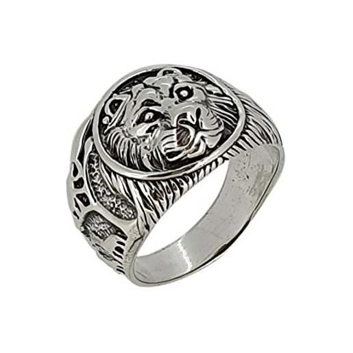 TreasureBay anello da uomo in argento sterling 925 massiccio design leone, argento sterling