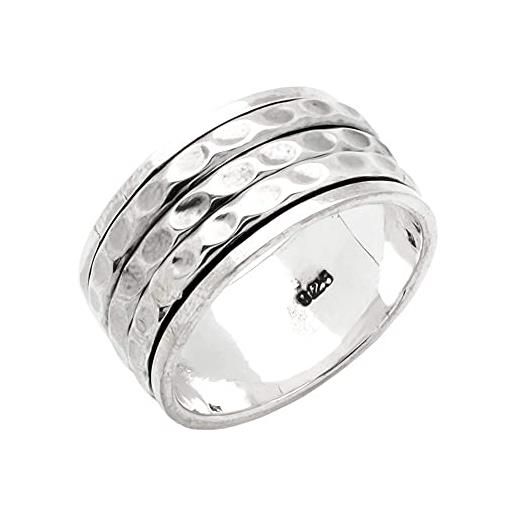TreasureBay - anello a fascia in argento sterling 925, effetto martellato, larghezza 11 mm, per uomo e donna e 925, 54 (17.2), colore: argento, cod. Tb40010016r