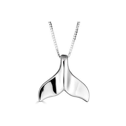 Piccoli Tesori collana pendente argento sterling 925 coda di balena (lunghezza della catena disponibile 40 cm - 45 cm - 50 cm - 55 cm)