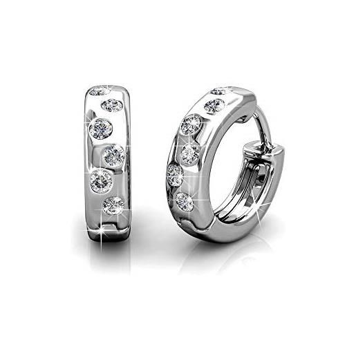 YOURDORA orecchini a cerchio piccoli da donna in cristallo swarovski, 15 mm (0,6 po), oro bianco, confezione regalo