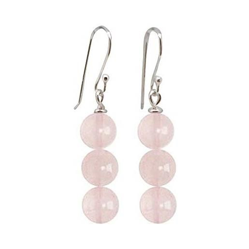 TreasureBay orecchini pendenti fatti a mano con pietre naturali per donne e ragazze, realizzati con gancio in argento sterling 925, quarzo rosa