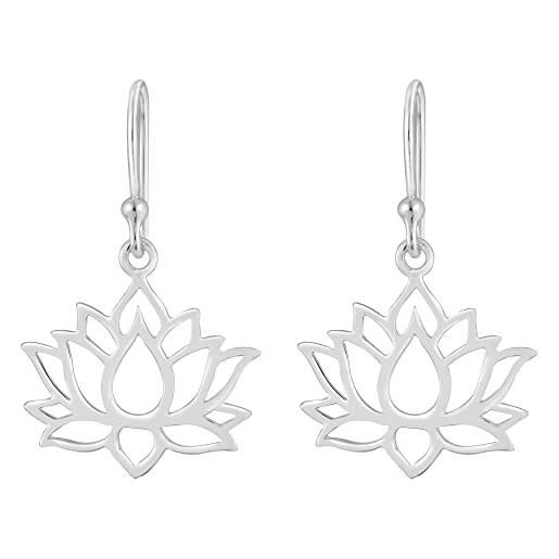 AeraVida orecchini pendenti in argento sterling 925 con fiore di loto | orecchini pendenti a fiore di loto | orecchini pendenti in argento sterling per donna | orecchini a fiore di loto, metallo