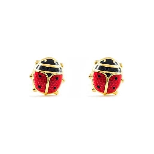 Teenie-Weenie Orecchini A Cerchio Per Bambine Con Coccinella - Argento 925, 13 Mm - Fatti In Germania