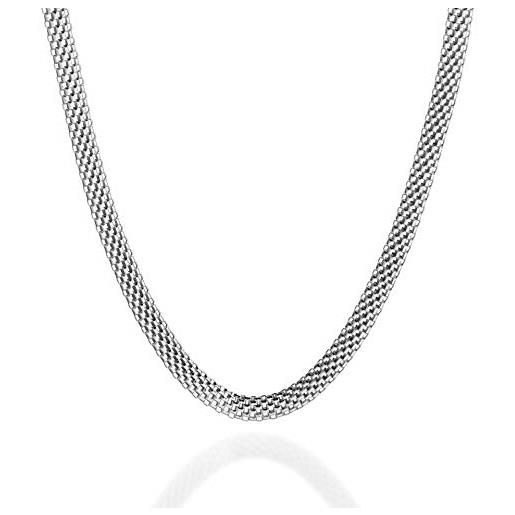 Quadri - collana in argento 925 - con catena a maglie mesh da donna larghezza maglia 5 mm - lunghezza 45 cm - certificato made in italy