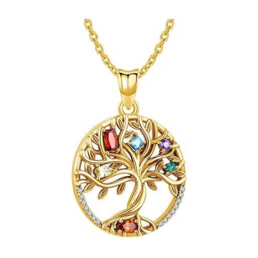 Odinstone collana albero della vita, ciondolo in argento sterling s925 placcato oro rosa/oro, gioielli da donna in zirconio 5a (oro)