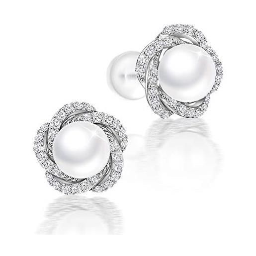 Pearlove, orecchini da donna in argento sterling 925, ipoallergenici, con perle d'acqua dolce, idea regalo per donne con scatola