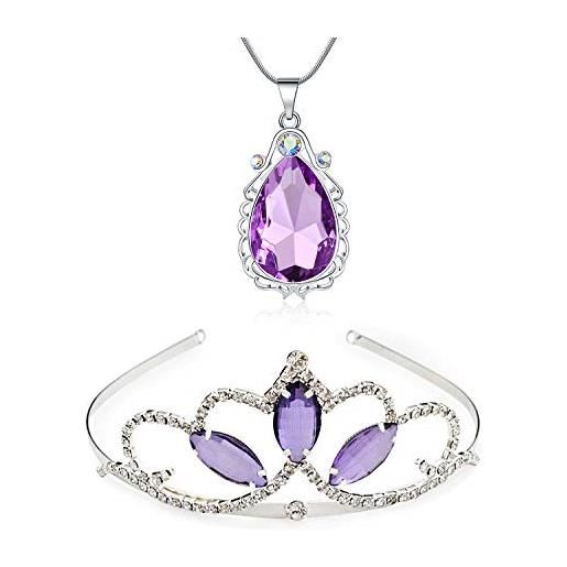 hengkaixuan kzslive - set di collana con ciondolo a forma di diadema e amuleto magico a goccia d'acqua per ragazze di compleanno/natale