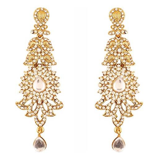 Touchstone orecchini di gioielli da sposa firmati bollywood indiani di paisley di bollywood per donna oro