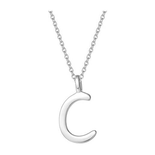 AGVANA collana con lettera iniziale c ciondolo in argento sterling 925 collana con pendente nome alfabeto da donna ragazze - lunghezza catena: 40 + 5 cm