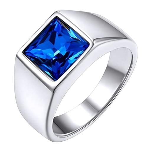GOLDCHIC JEWELRY anello uomo acciaio inossidabile con topazio blu per ragazzo, taglia 25 anello uomo con pietra blu anello uomo pietra anello acciaio uomo anello con sigillo