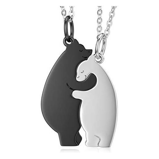 HARMONY BOLA collane a forma di orso per 2 orsi con ciondolo a forma di orso carino per coppie, regali di san valentino per lei, argento
